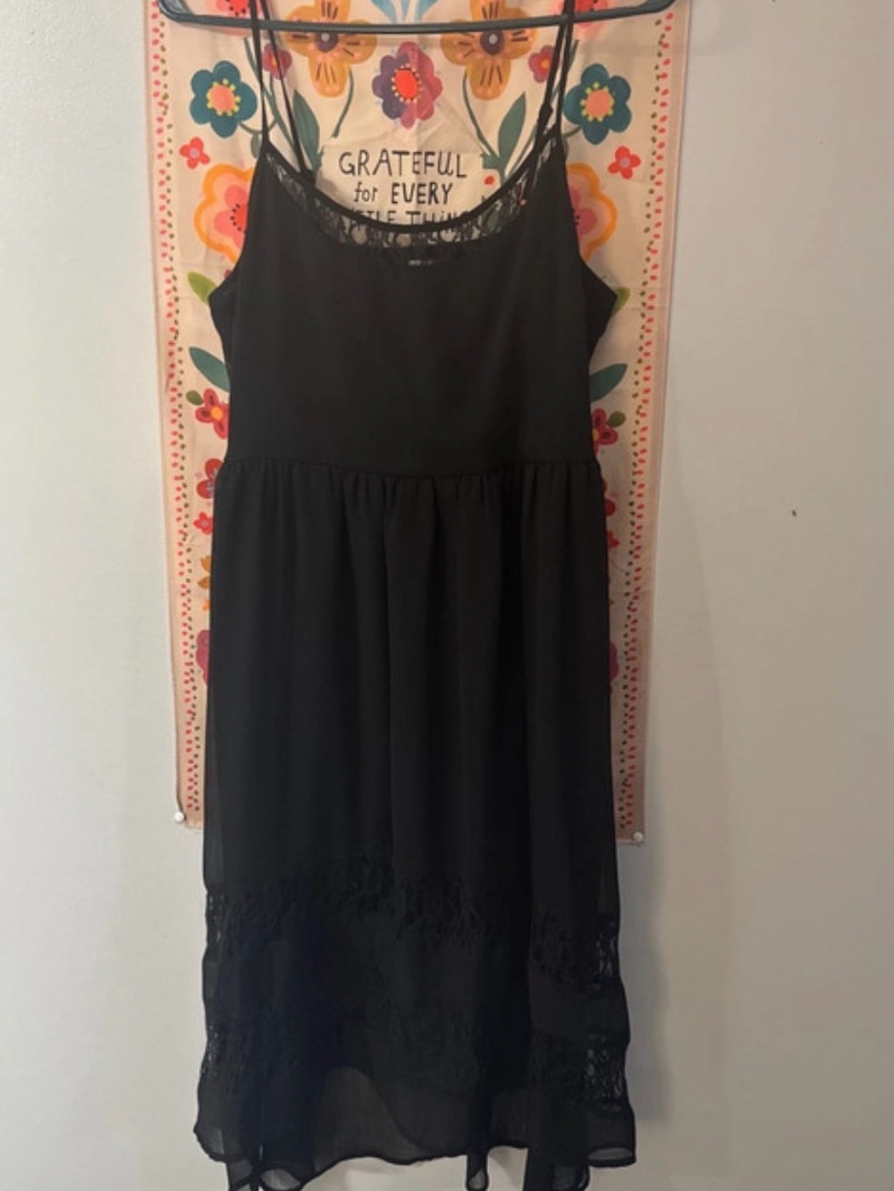Mudd Black Lace-Trim Midi Slip Dress